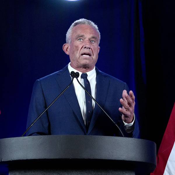 (FILES) Independent presidential candidate Robert F. Kennedy Jr. speaks in Phoenix, Arizona, August 23, 2024. US President-elect Donald Trump announced on Thursday that he is nominating Kennedy to be the US Secretary of Health and Human Services. (Photo by Olivier Touron / AFP)