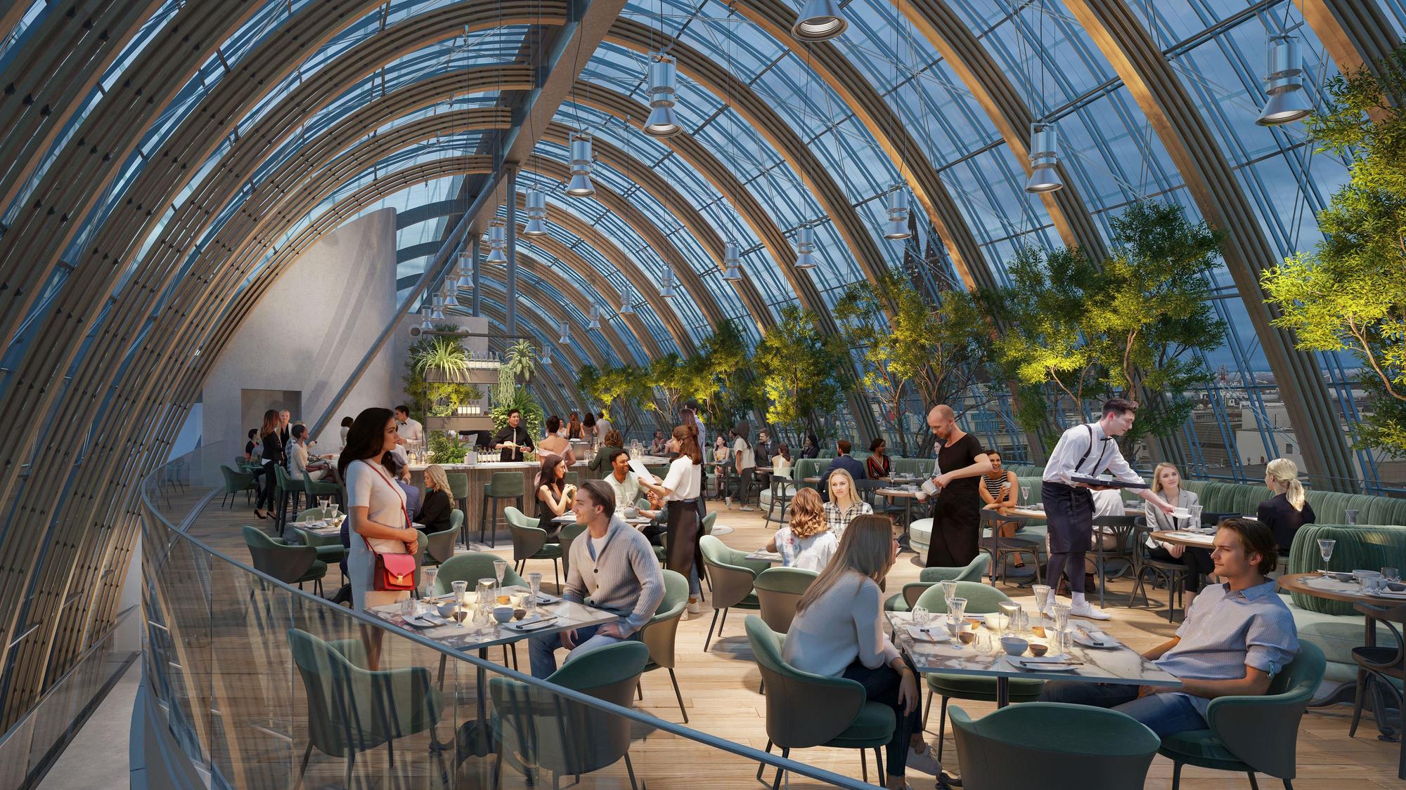 In der bislang ungenutzten Kuppel des Weltstadthauses soll ein öffentlich zugängliches Café eingerichtet werden.