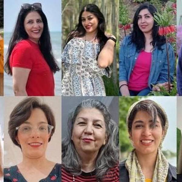Porträt von zehn Frauen aus dem Iran, die zu insgesamt 90 Jahren Haft verurteilt wurden.