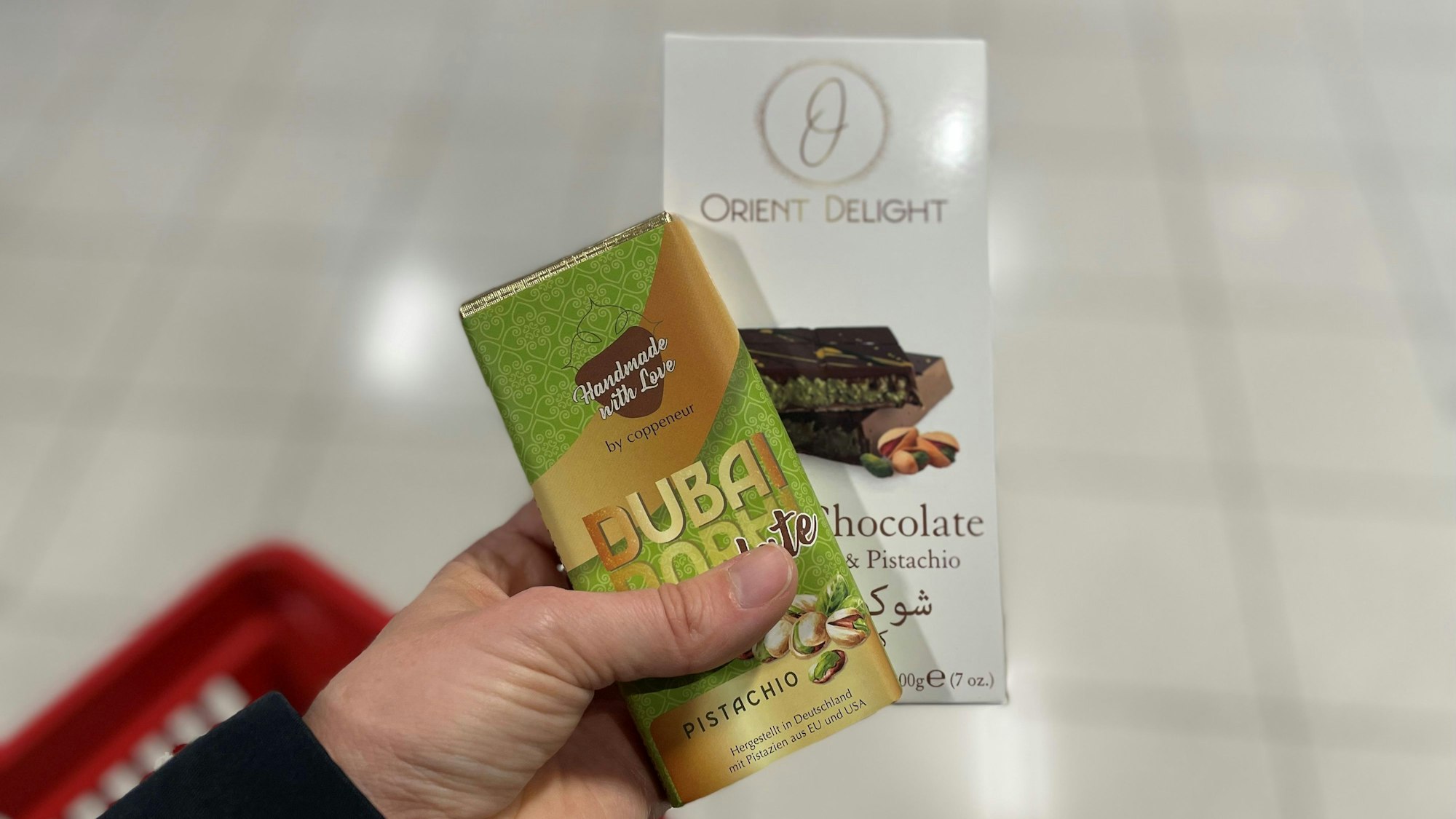 Dubai-Schokolade in Köln einem Supermarkt.