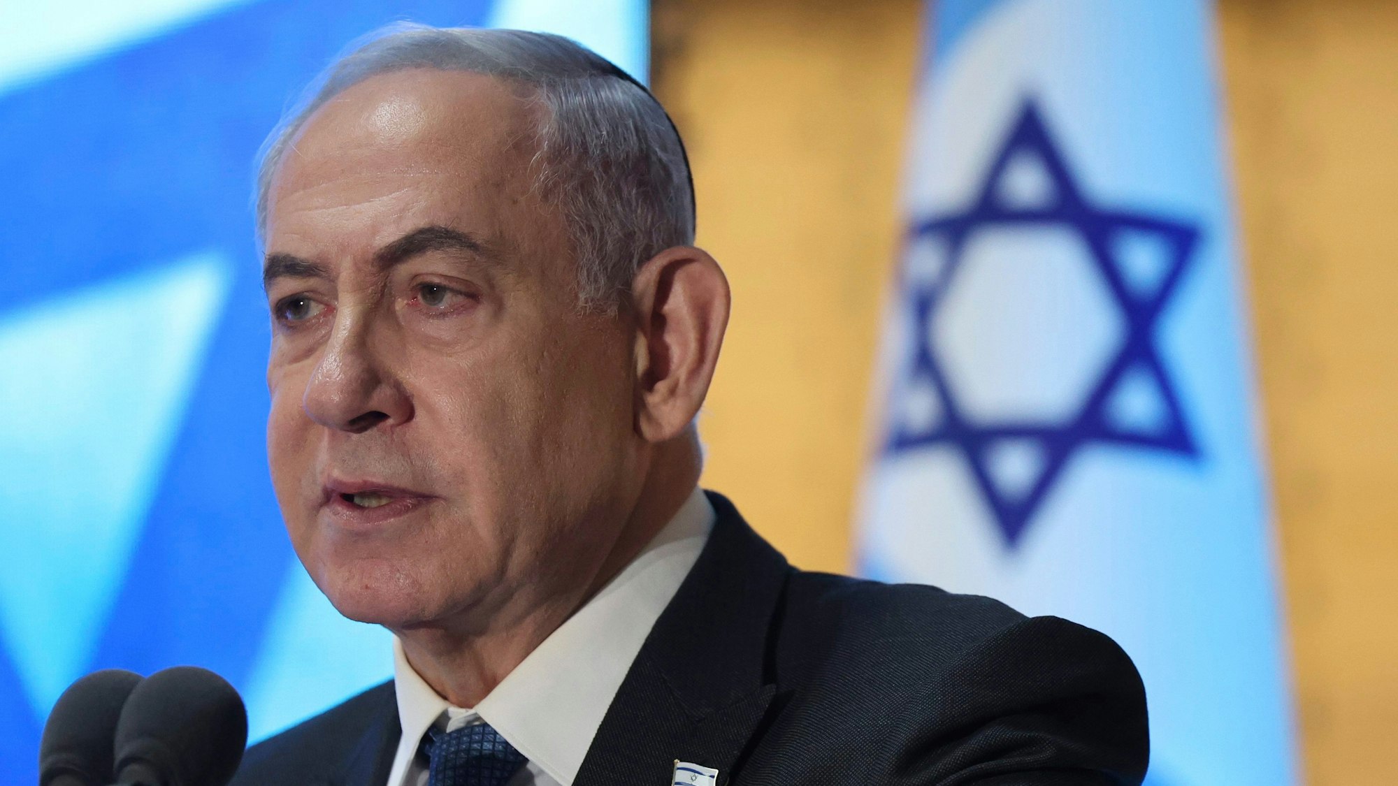 Israels Regierungschef Benjamin Netanjahu bei einer Rede im Juli in Jerusalem.