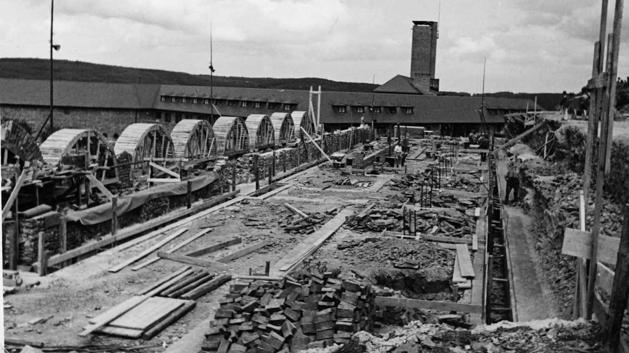 Das historische Foto zeigt Bauarbeiten in Vogelsang in den 1930er-Jahren.