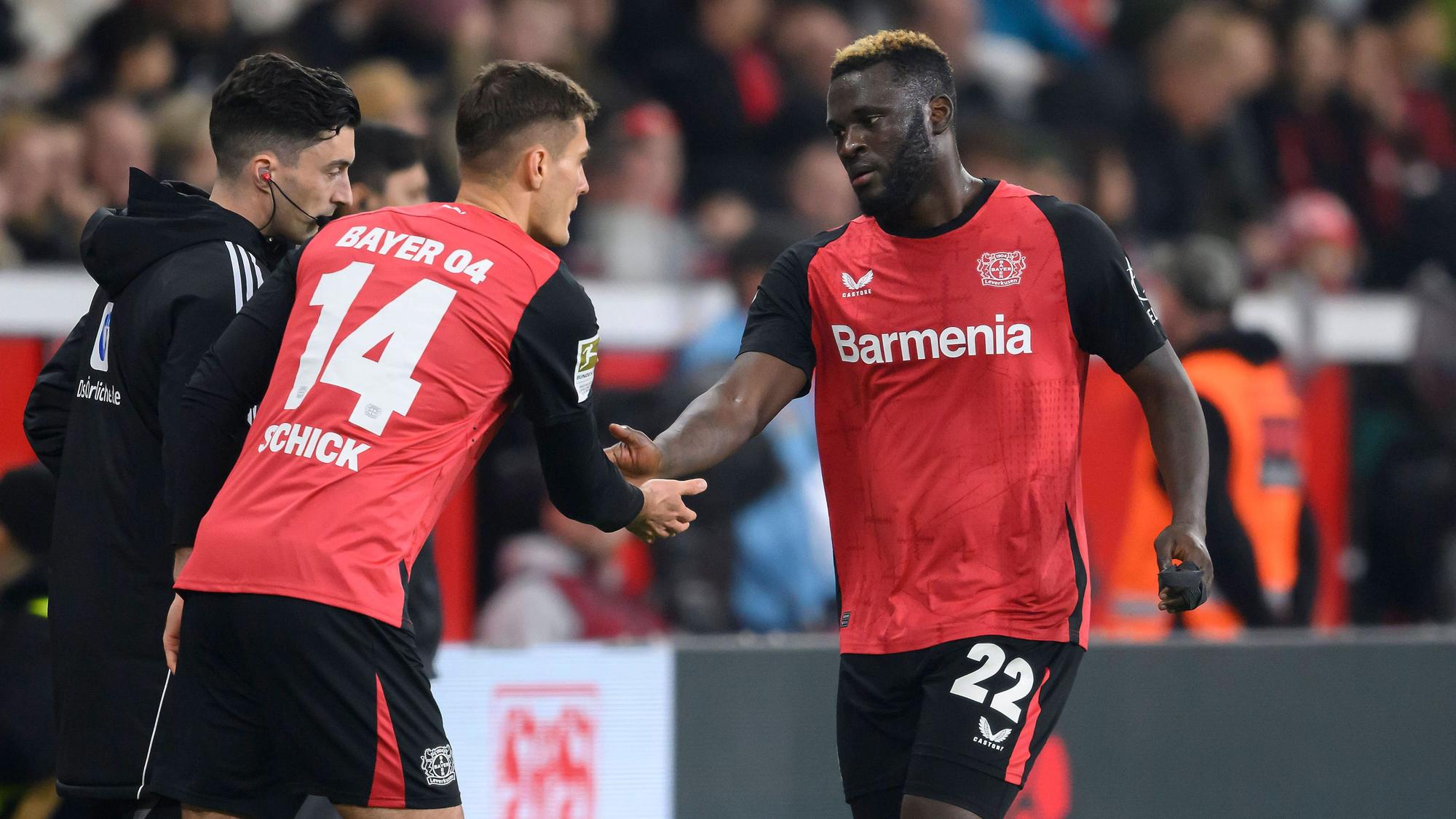 Spielten in dieser Saison nie von Beginn an zusammen: Patrik Schick (l.) und Victor Boniface