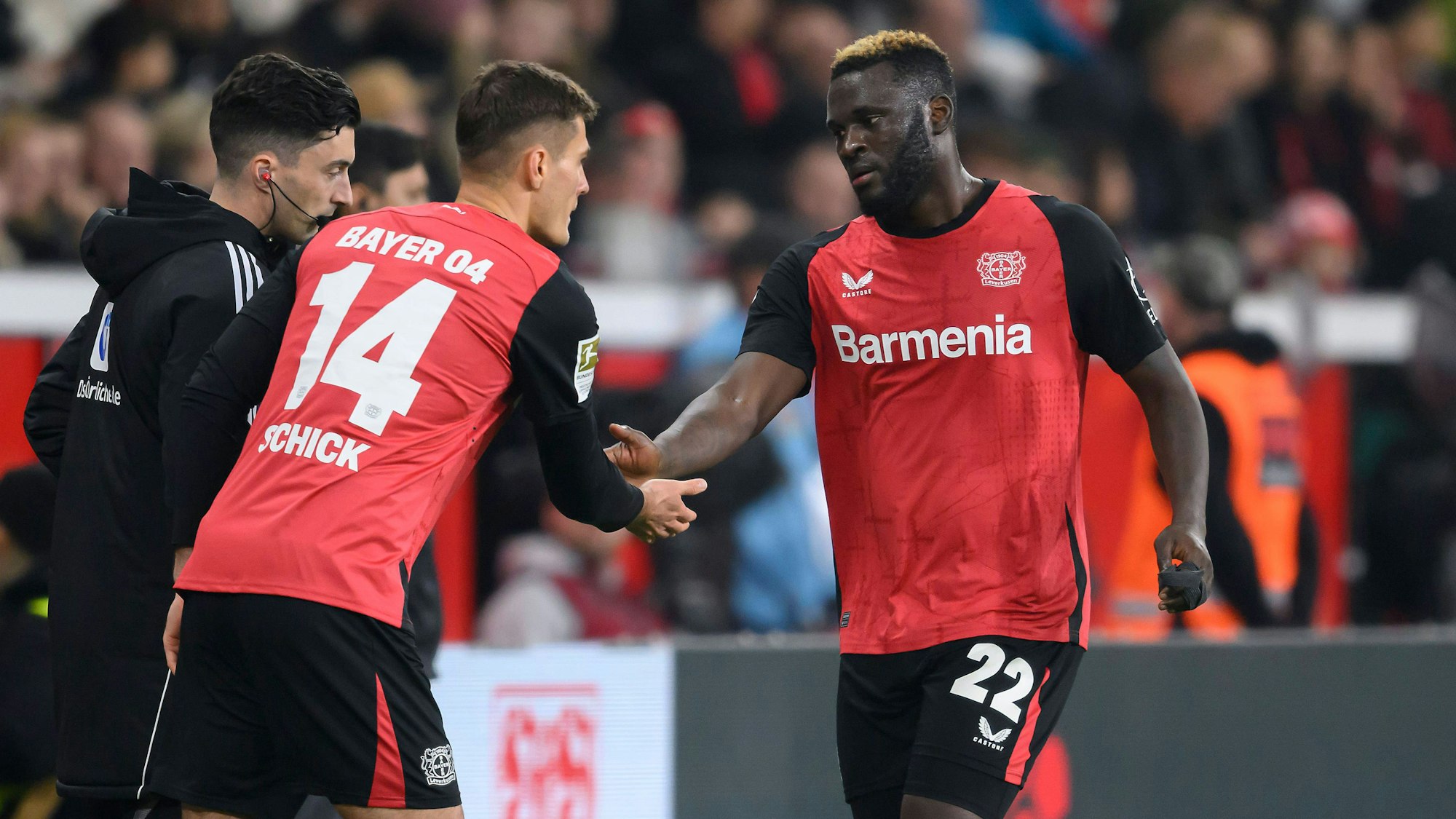 Spielten in dieser Saison nie von Beginn an zusammen: Patrik Schick (l.) und Victor Boniface