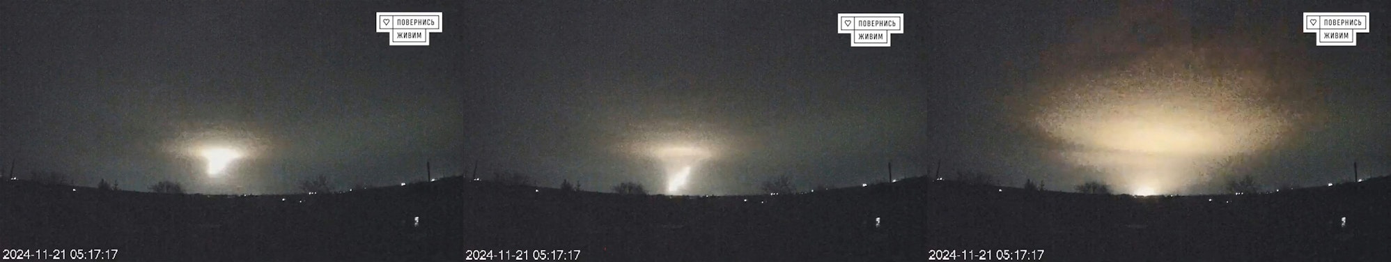 Eine Bilderserie zeigt den Angriff mit „Oreschnik“ auf Dnipro.