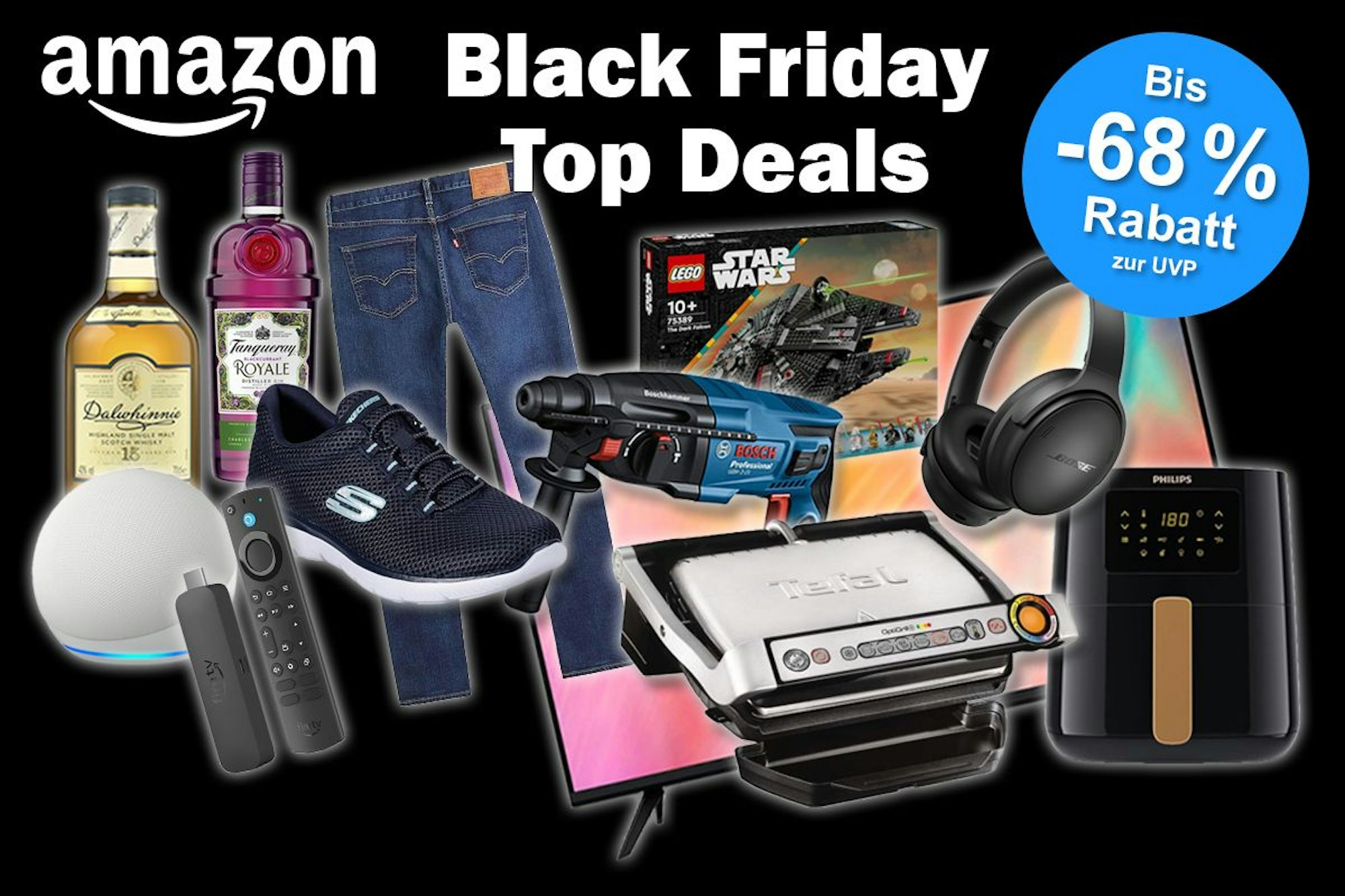 Darstellung von Produkten aus den Amazon Black Friday Angeboten.