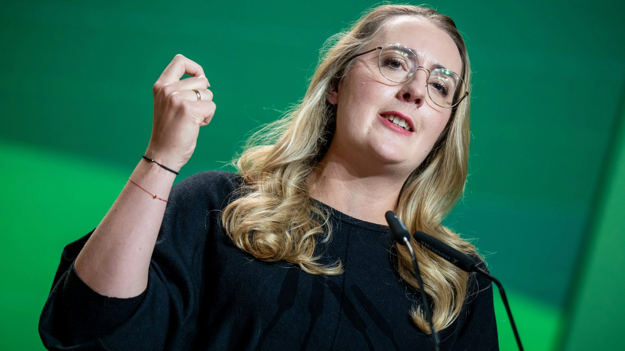 Katharina Dröge, Bundestags Fraktionsvorsitzende von Bündnis 90/Die Grünen, erhielt bei der Mitgliederversammlung 97 Prozent der Stimmen für eine erneute Kandidatur.