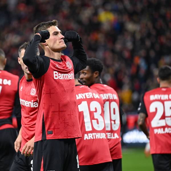 Leverkusens Patrik Schick jubelt nach dem Tor zum 4:2 gegen den 1. FC Heidenheim.