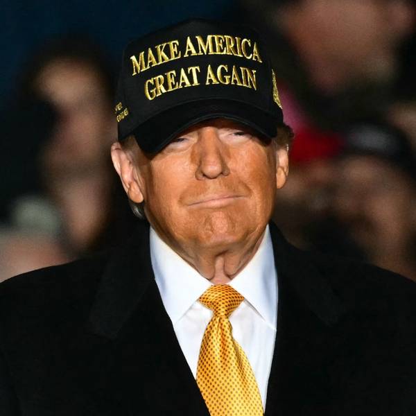 (FILES) Former US President Republican presidential candidate Donald Trump arrives, more than 3 hours late, to a campaign rally in Traverse City, Michigan on October 25, 2024. Donald Trump's victory in the US presidential election, the continuing war in the Middle East or the Paris Olympics... are among the twelve events that marked the year 2024. (Photo by Jim WATSON / AFP)