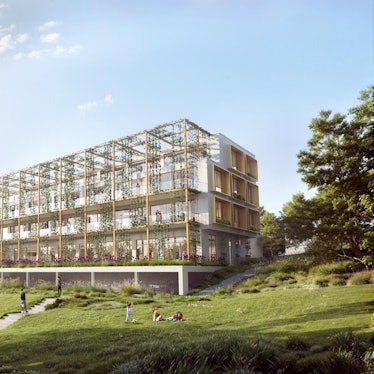 Mirdi Roci und sein Neffe Bleron sind die ersten Investoren, die auf dem früheren Merkur-Gelände in Waldbröl bauen wollen. Dies ist eine Ansicht der „Merkur-Zeile“ an der Bahnhofstraße vom neuen Grünzug Ost aus dargestellt.