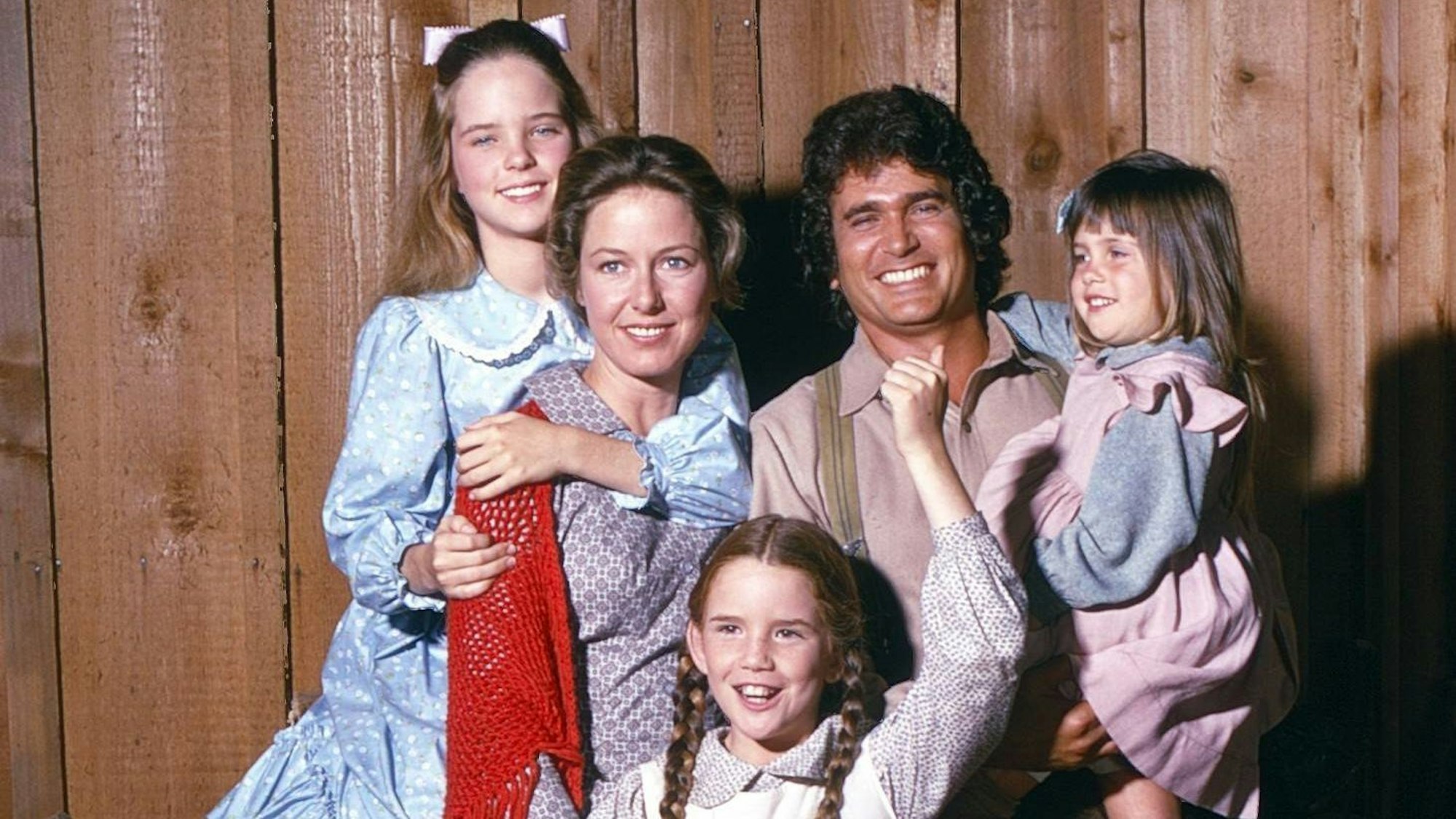 Melissa Sue Anderson, Karen Grassle, Melissa Gilbert, Michael Landon, Lindsay bzw. Sidney Greenbush in der Serie „Unsere kleine Farm“.