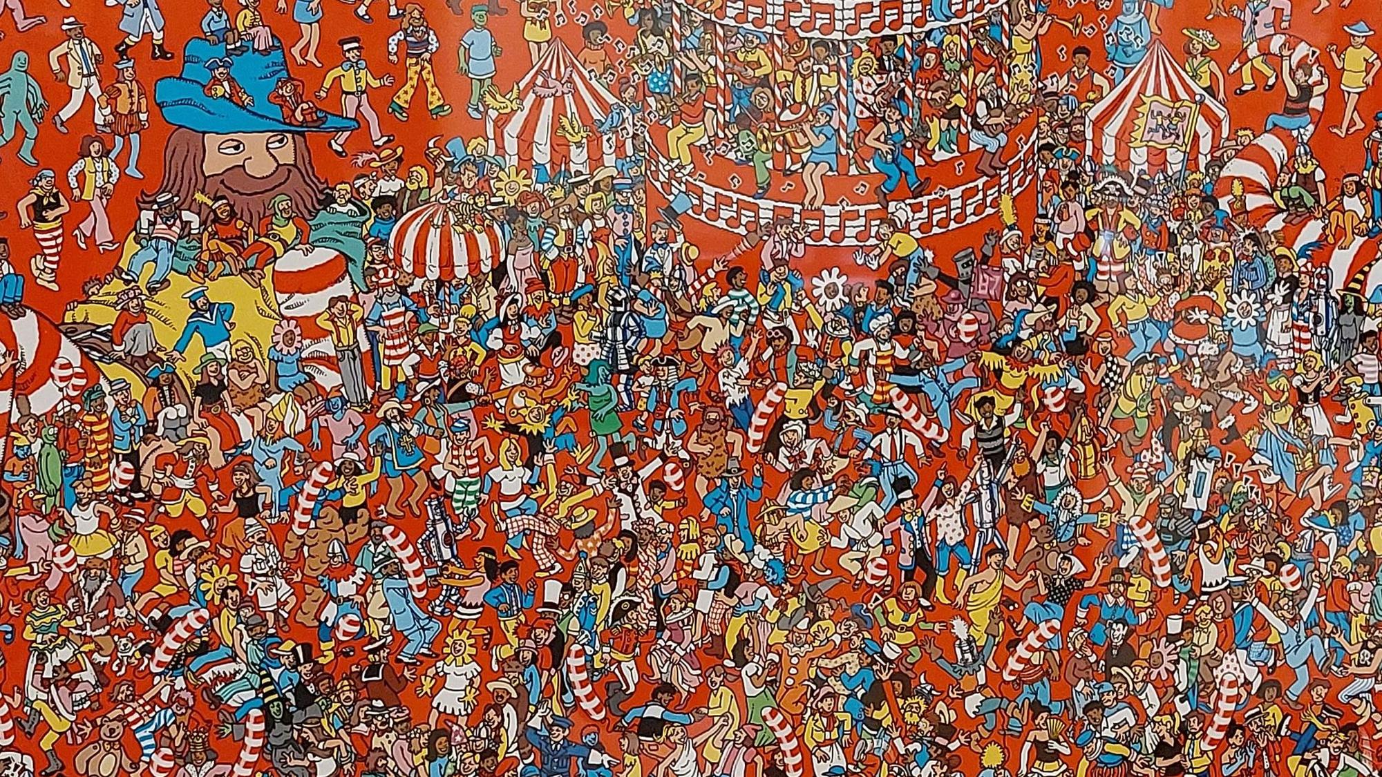 "Bei euch wimmelts wohl!" ist die Mitmachausstellung im Bilderbuchmuseum Burg Wissem in Troisdorf überschrieben. Sie wird am 1. Dezember eröffnet und ist bis zum April 2025 zu sehen.
"Wo ist walter?" heißt die erfolgreiche Buchreihe von Martin Handförd; diese Illustration hat er dem Bilderbuchmuseum gewidmet.