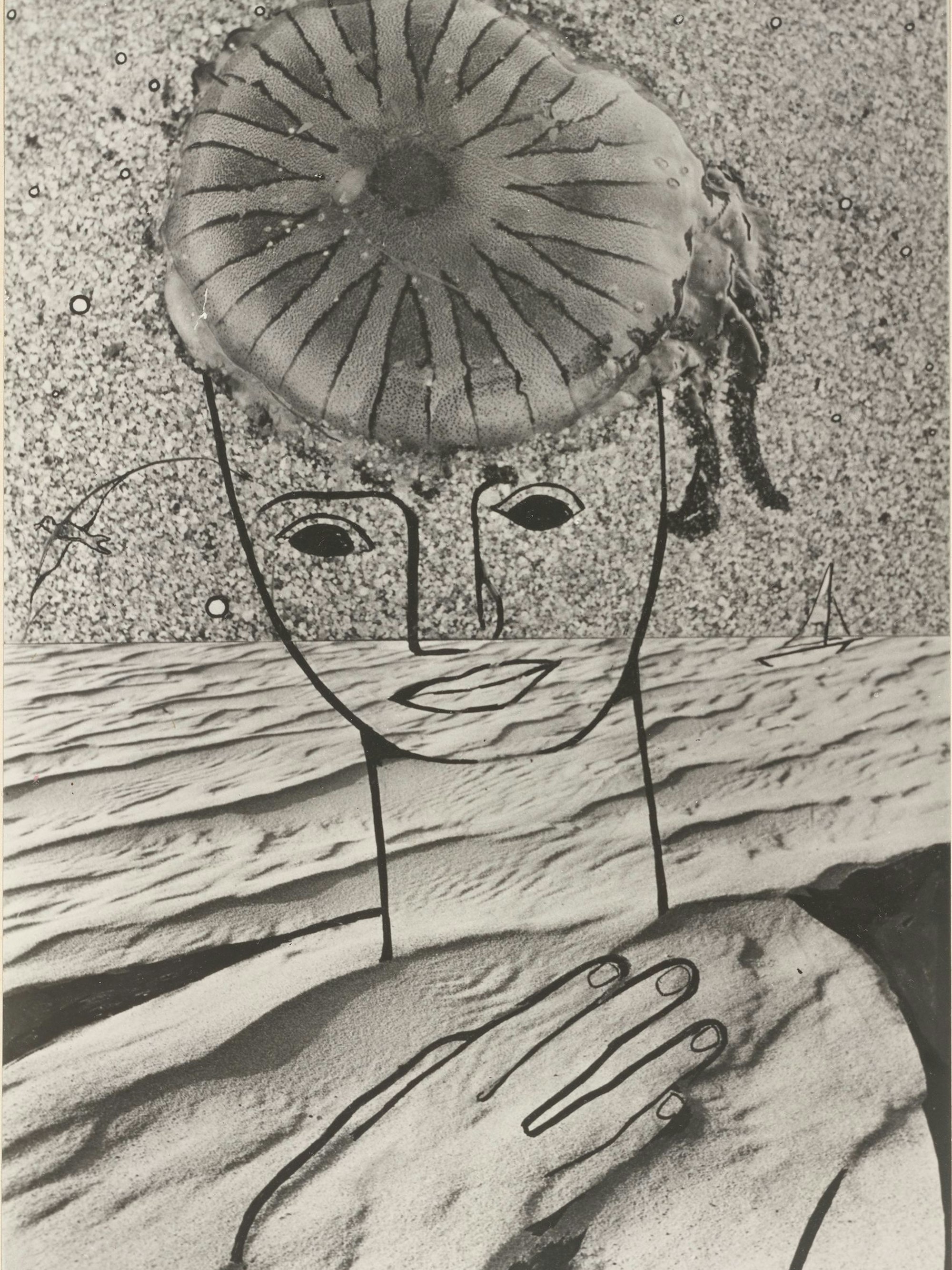 Eine Fotomontage von Elfriede Stegemeyer mit Frauenporträt