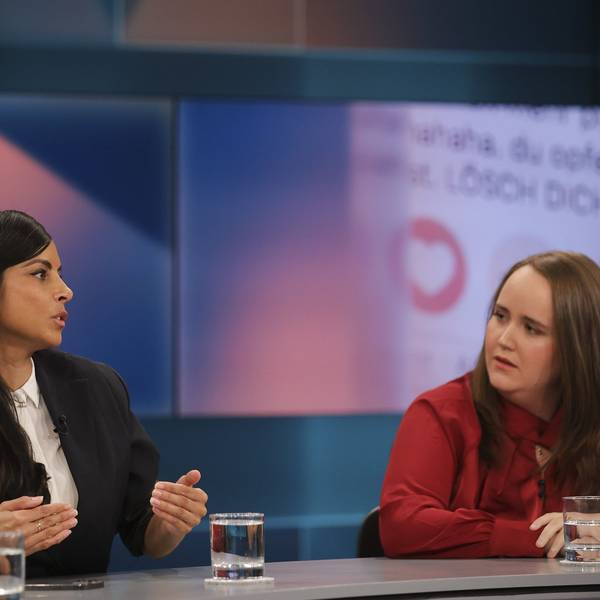 "Hart aber fair" am 2.12.2034 mit Collien Ulmen-Fernandes (l.) und Ricarda Lang