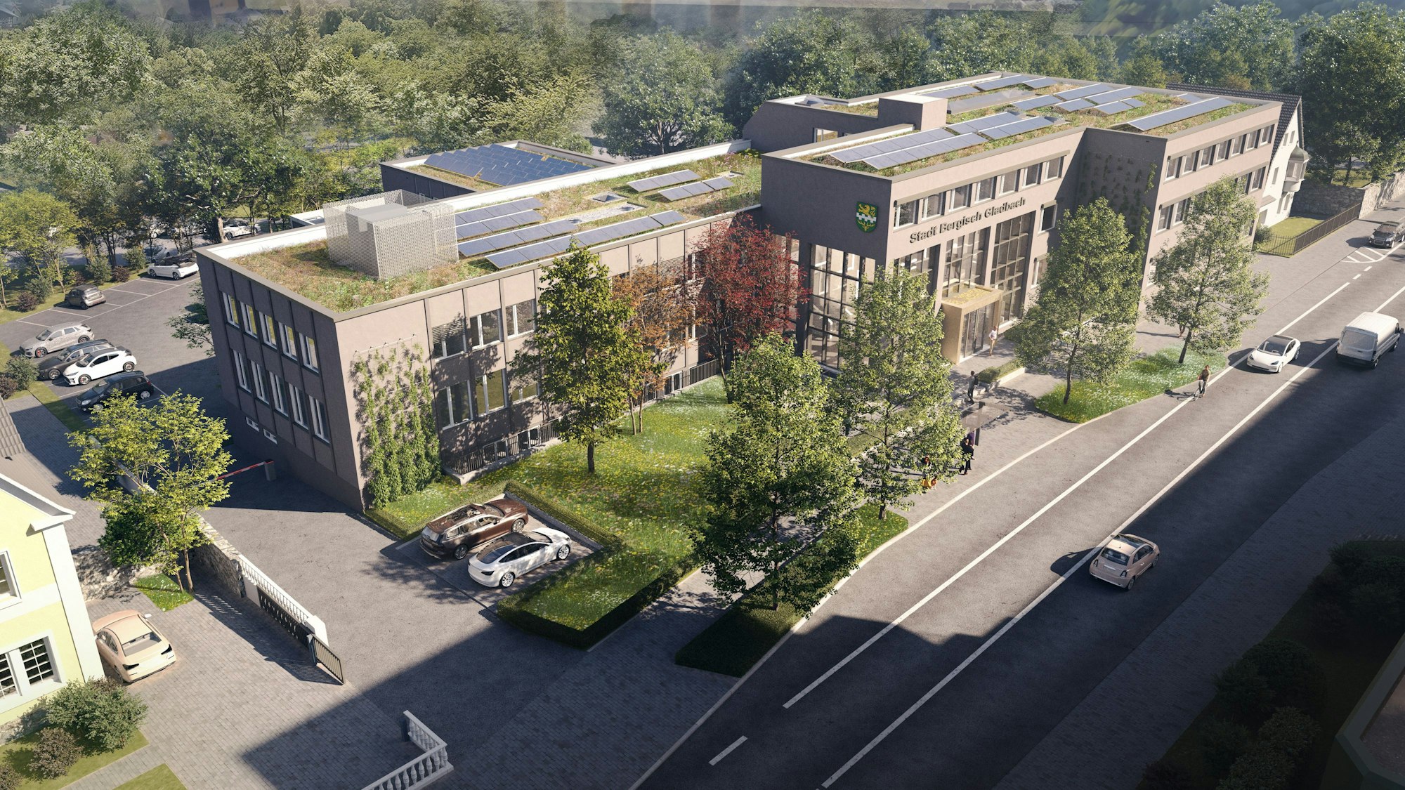 So soll das neue Stadthaus, das ehemalige AOK-Verwaltungsgebäude, aussehen.