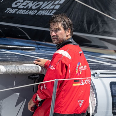 Boris Herrmann auf «Malizia – Seaexplorer», mit der er Anfang Dezember solo an der Tranatlantik-Regatta Retour à La Base teilnimmt.