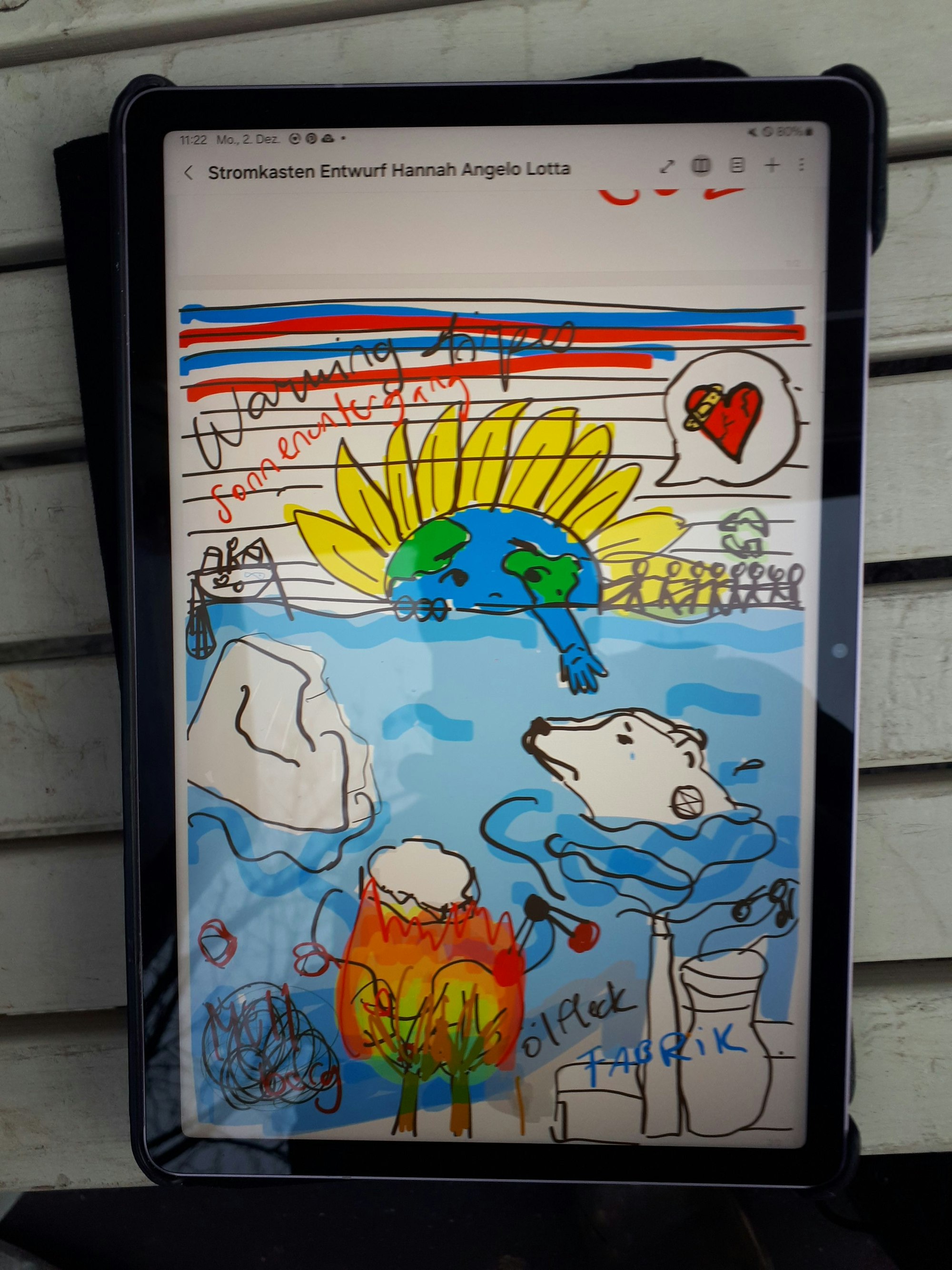 Zu sehen ist eine elektronische Mal-Skizze auf einem Tablet.