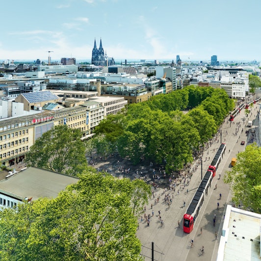So könnte der Neumarkt aussehen, wenn die Ost-West-Achse nach den Vorstellungen von CDU, SPD und FDP ausgebaut würde.