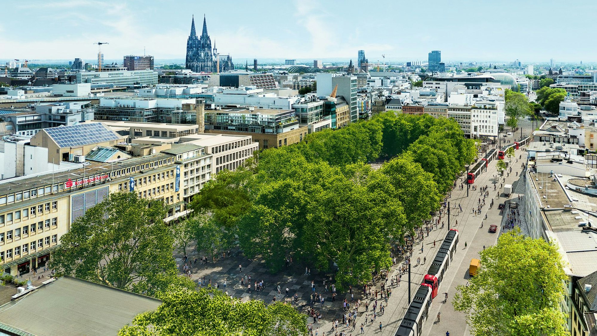 So könnte der Neumarkt aussehen, wenn die Ost-West-Achse nach den Vorstellungen von CDU, SPD und FDP ausgebaut würde.