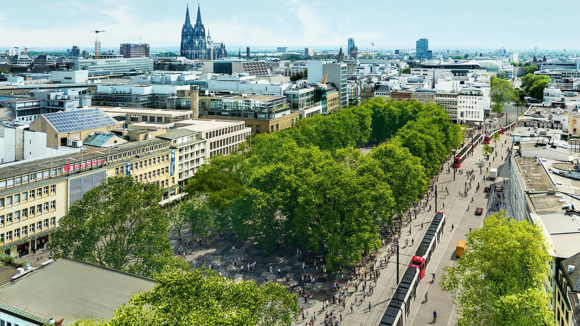 So könnte der Neumarkt aussehen, wenn die Ost-West-Achse nach den Vorstellungen von CDU, SPD und FDP ausgebaut würde.