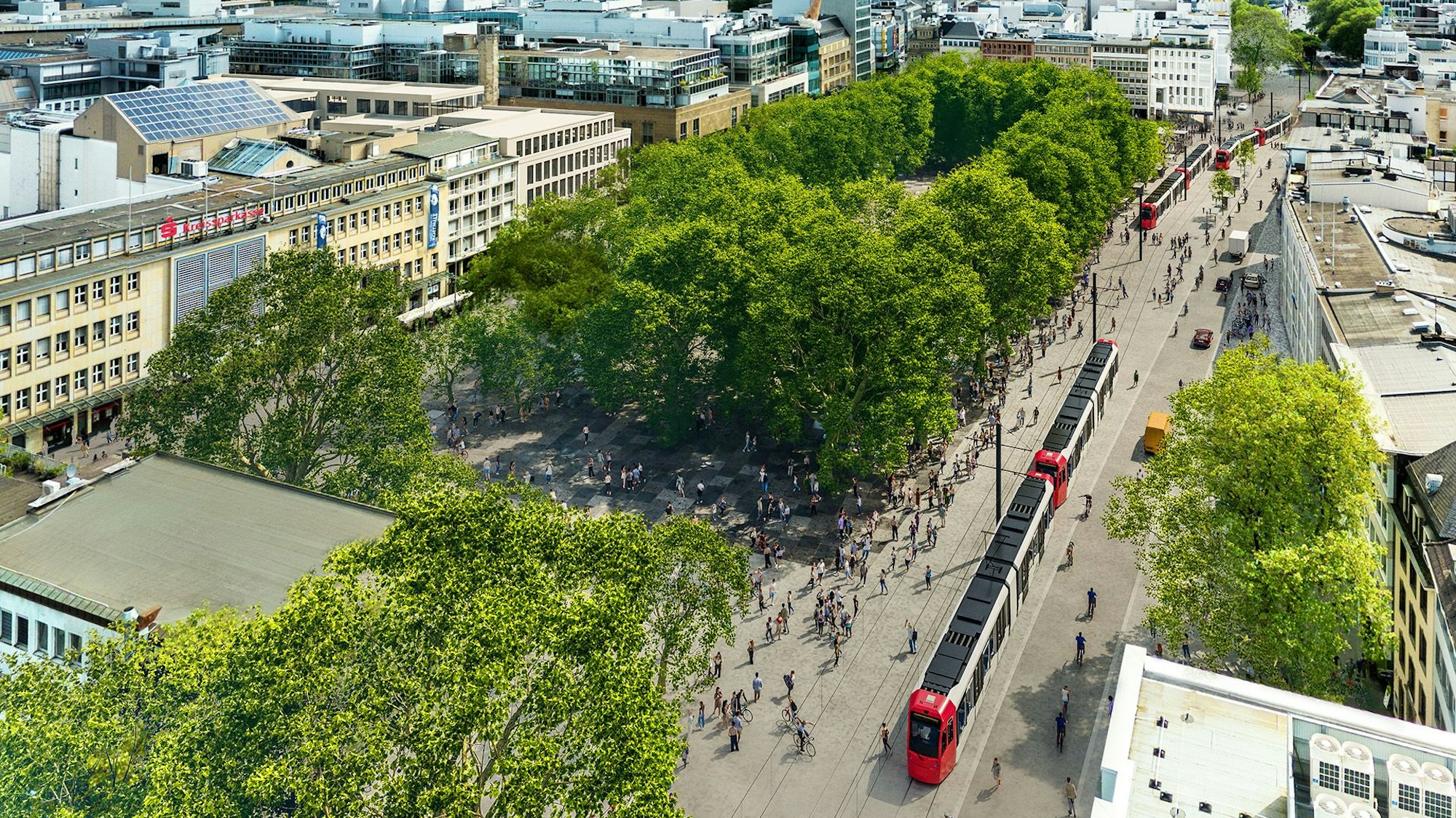 So könnte der Neumarkt aussehen, wenn die Ost-West-Achse nach den Vorstellungen von CDU, SPD und FDP ausgebaut würde.