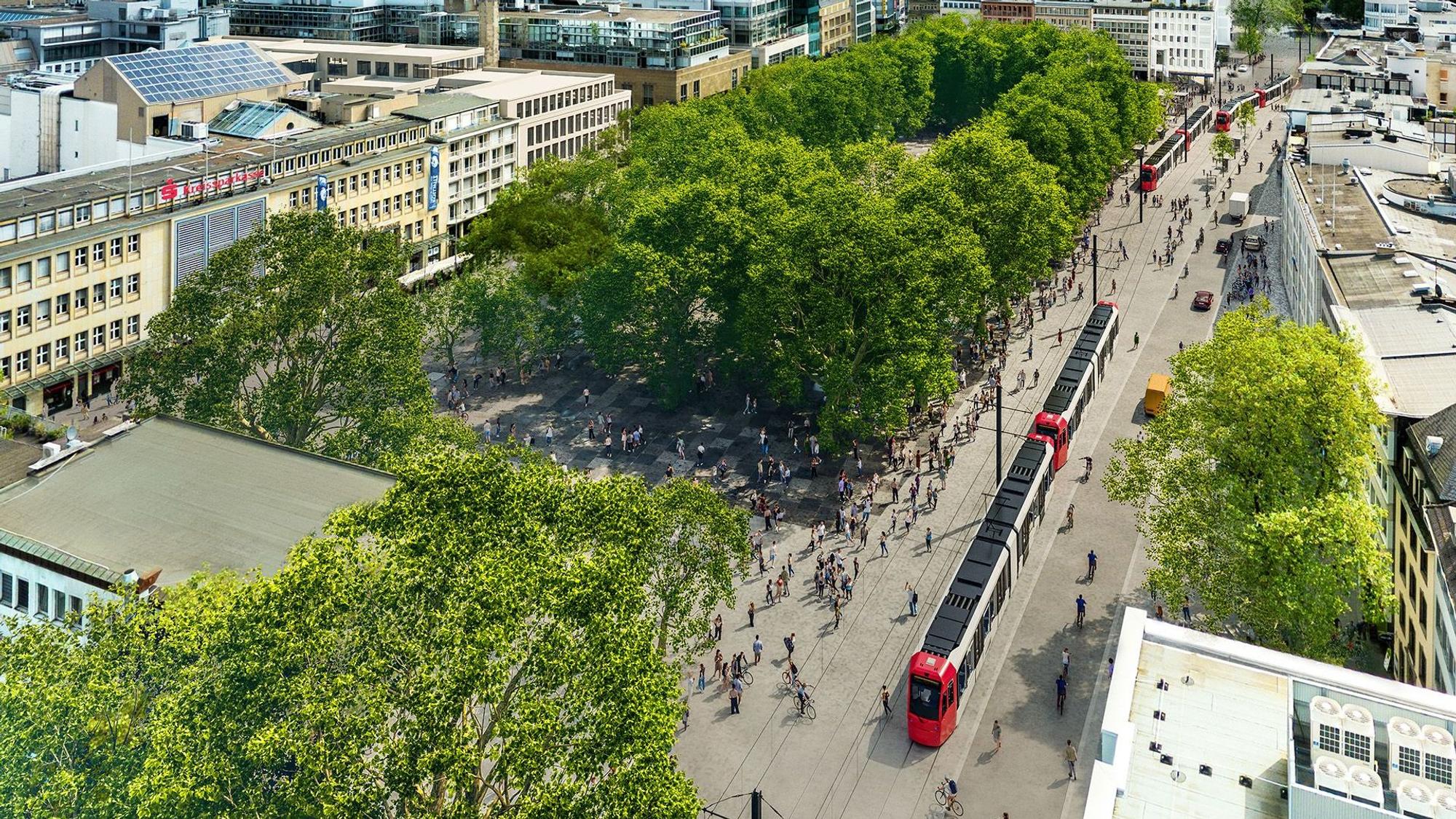 So könnte der Neumarkt aussehen, wenn die Ost-West-Achse nach den Vorstellungen von CDU, SPD und FDP ausgebaut würde.