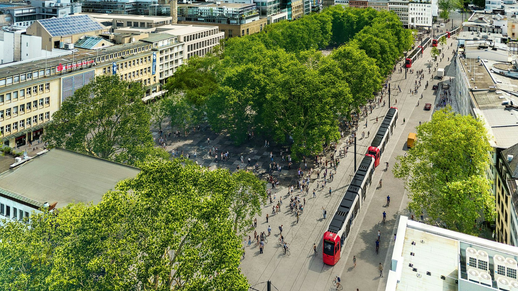 So könnte der Neumarkt aussehen, wenn die Ost-West-Achse nach den Vorstellungen von CDU, SPD und FDP ausgebaut würde.