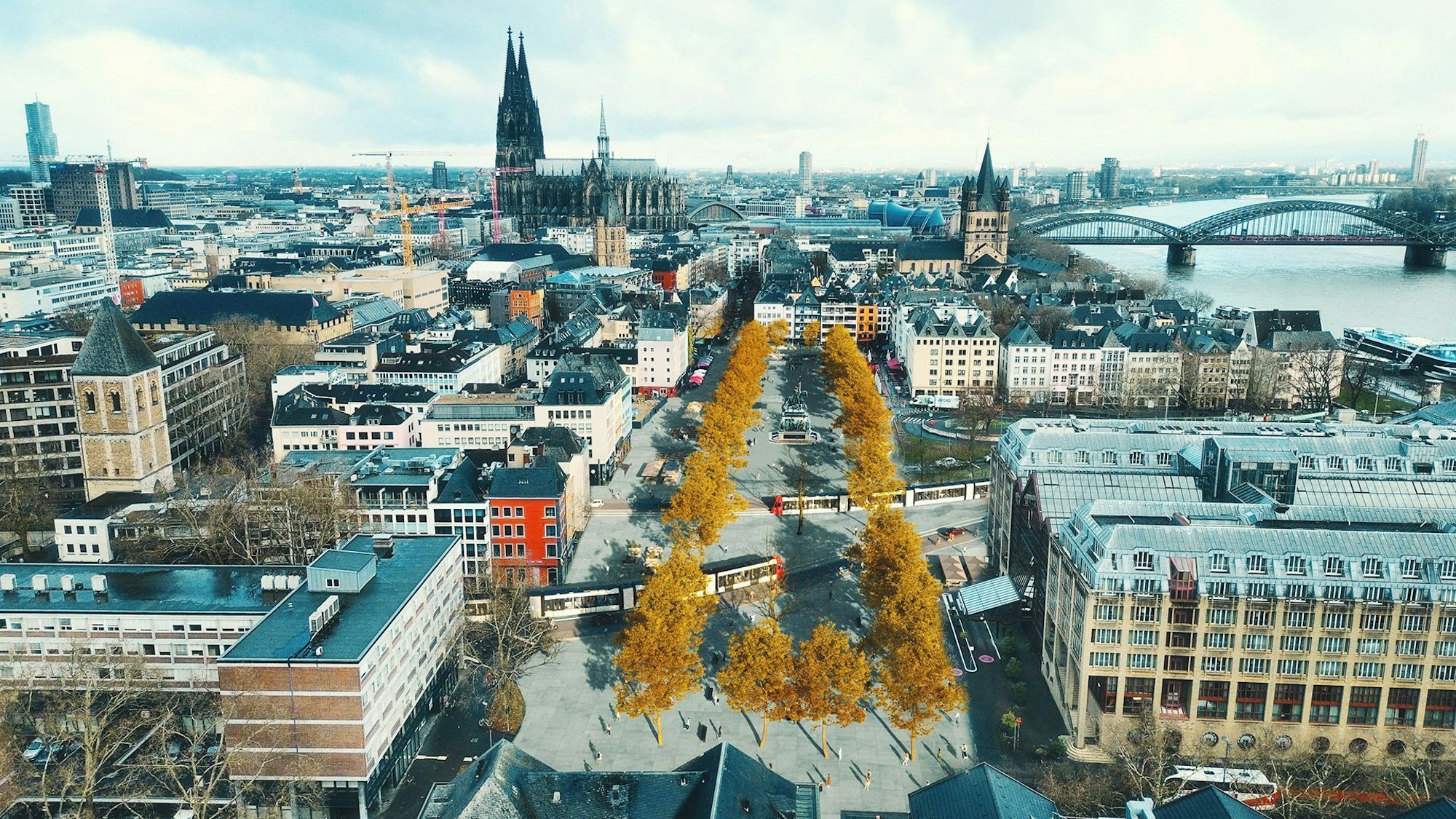 Visualisierungen des gemeinsamen Plans von CDU, SPD und FDP für die Ost-West-Achse, veröffentlicht am 6.12.2024