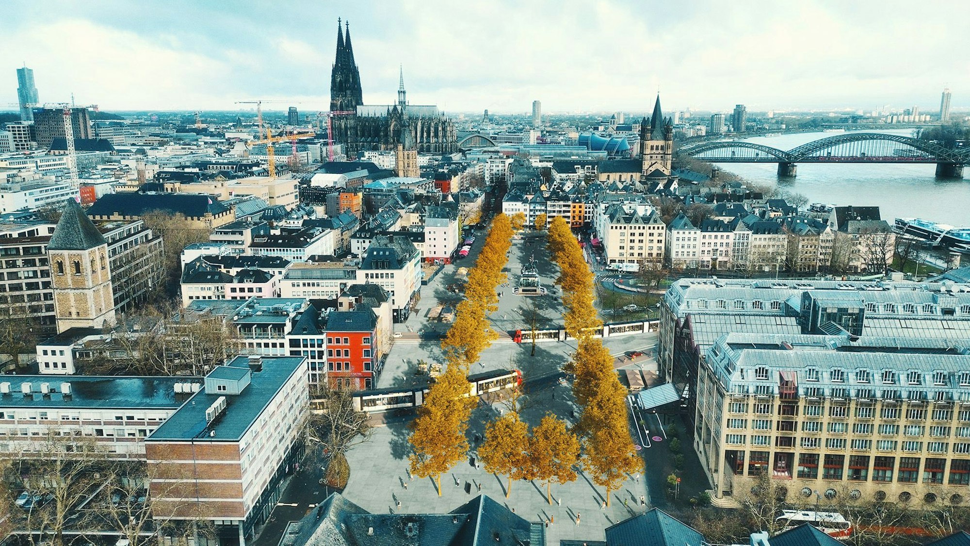 Visualisierungen des gemeinsamen Plans von CDU, SPD und FDP für die Ost-West-Achse, veröffentlicht am 6.12.2024