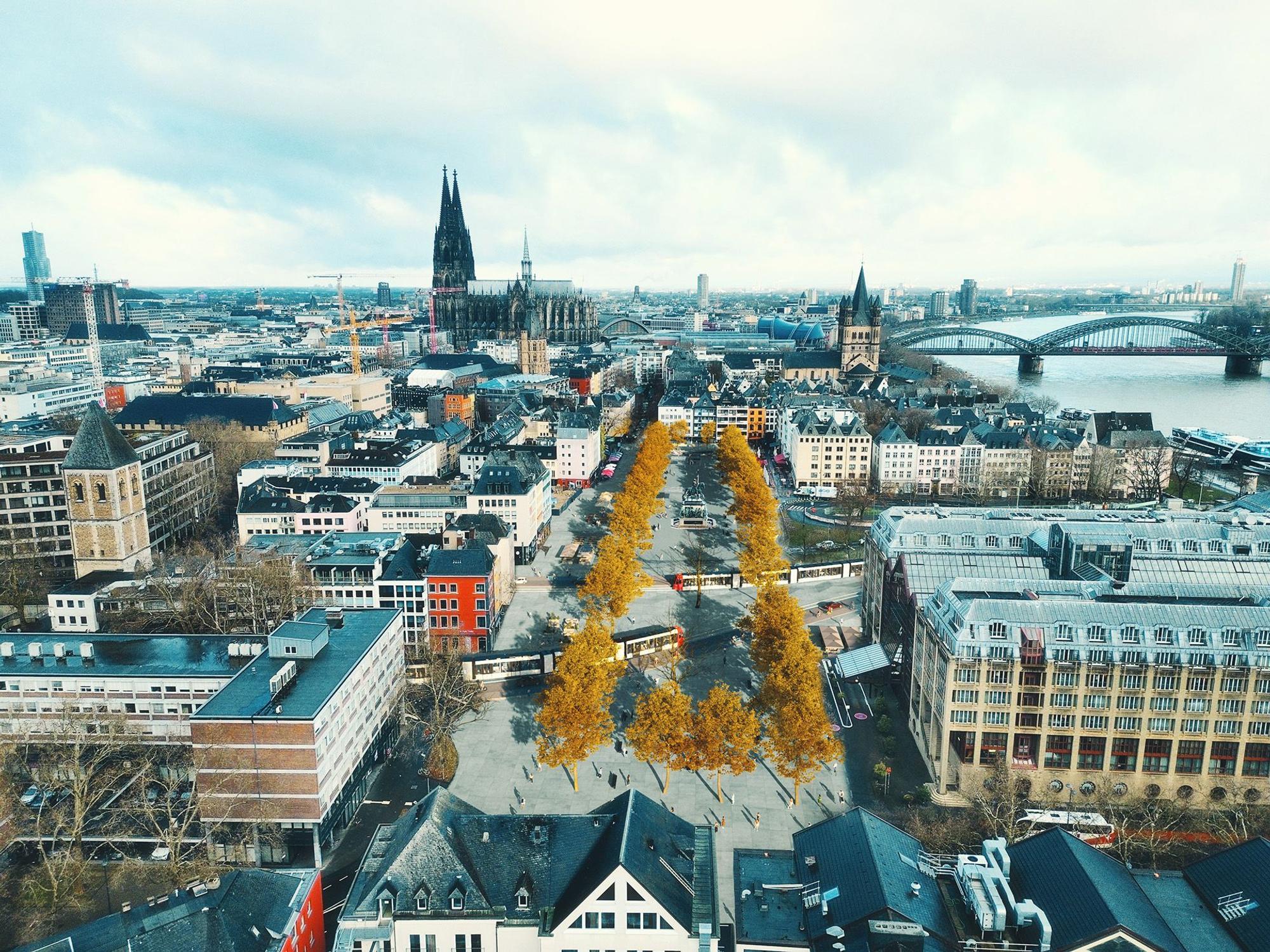 Der Heumarkt in einer Visualisierung der neuen Verkehrsführung auf der Ost-West-Achse.