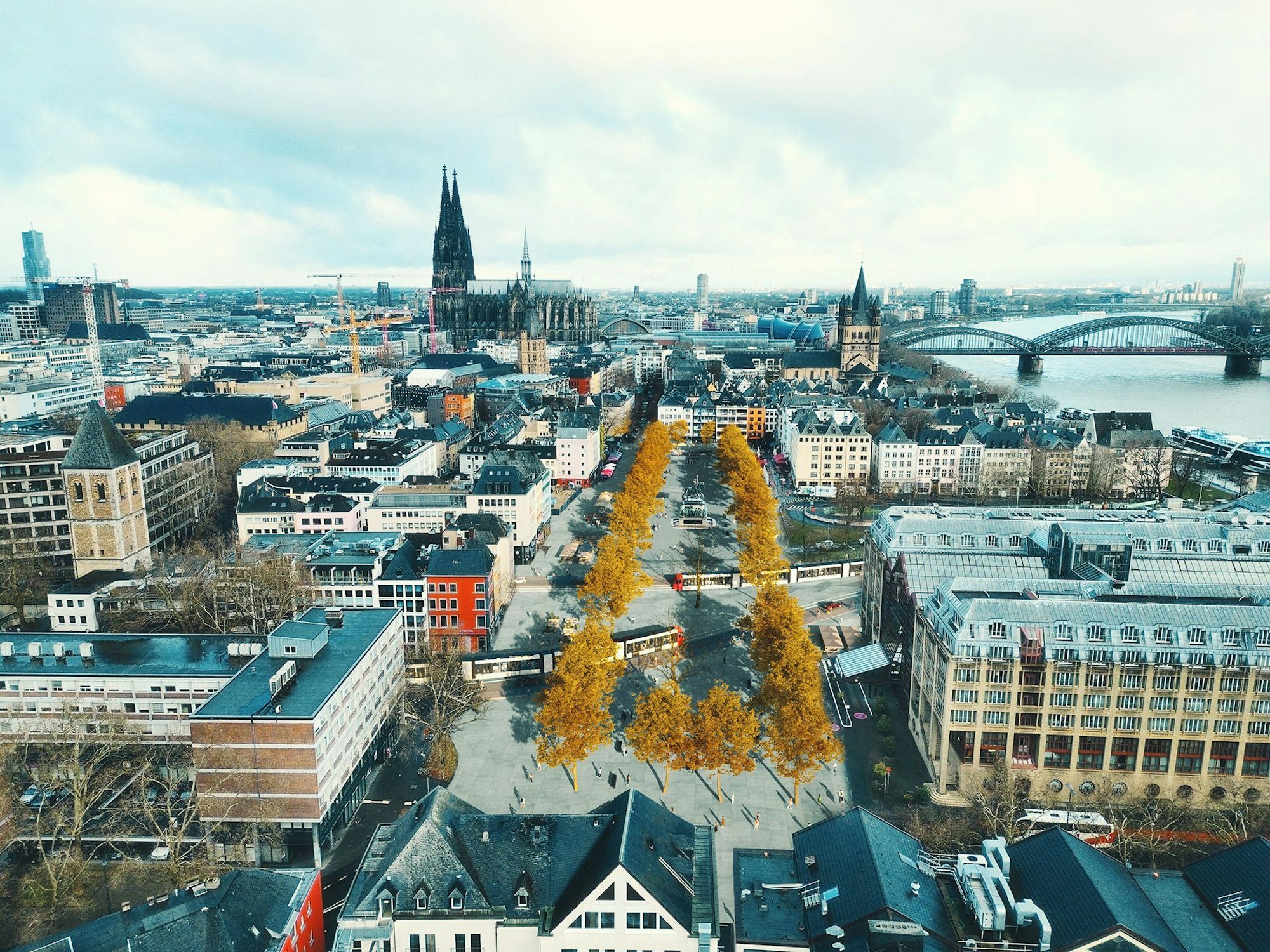 Der Heumarkt in einer Visualisierung der neuen Verkehrsführung auf der Ost-West-Achse.