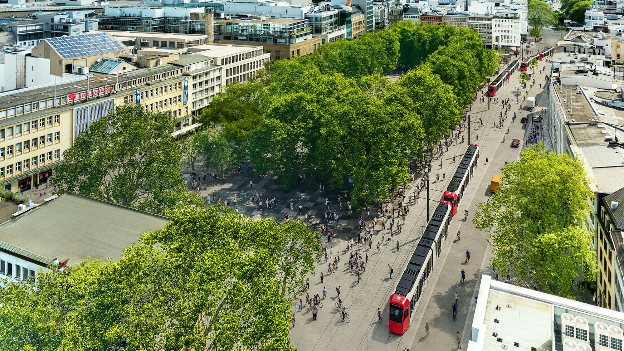 Visualisierungen des gemeinsamen Plans von CDU, SPD und FDP für die Ost-West-Achse, veröffentlicht am 6.12.2024