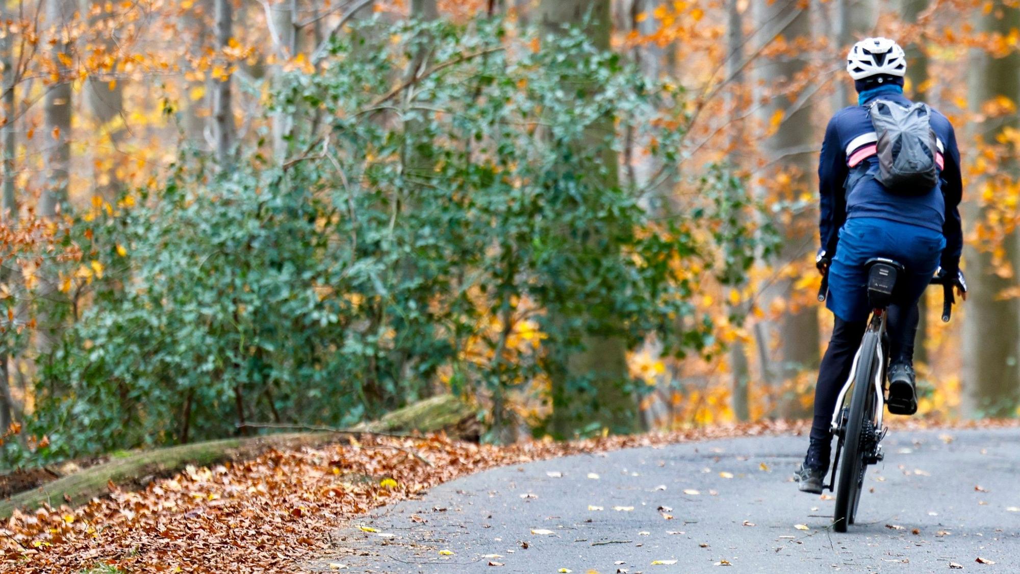 Ein Rennradfahrer auf einer Straße