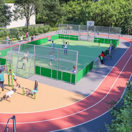 Auf dem Bild ist eine Entwurf der geplanten Sportarena zu sehen.