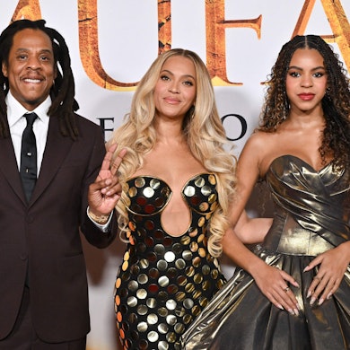 TOPSHOT - US rapper Jay-Z, singer-songwriter Beyonce and their daughter Blue Ivy Carter attend the world premiere of Disney's "Mufasa: The Lion King" at the Dolby theater in Hollywood, California, December 9, 2024. (Photo by Lisa O'CONNOR / AFP)