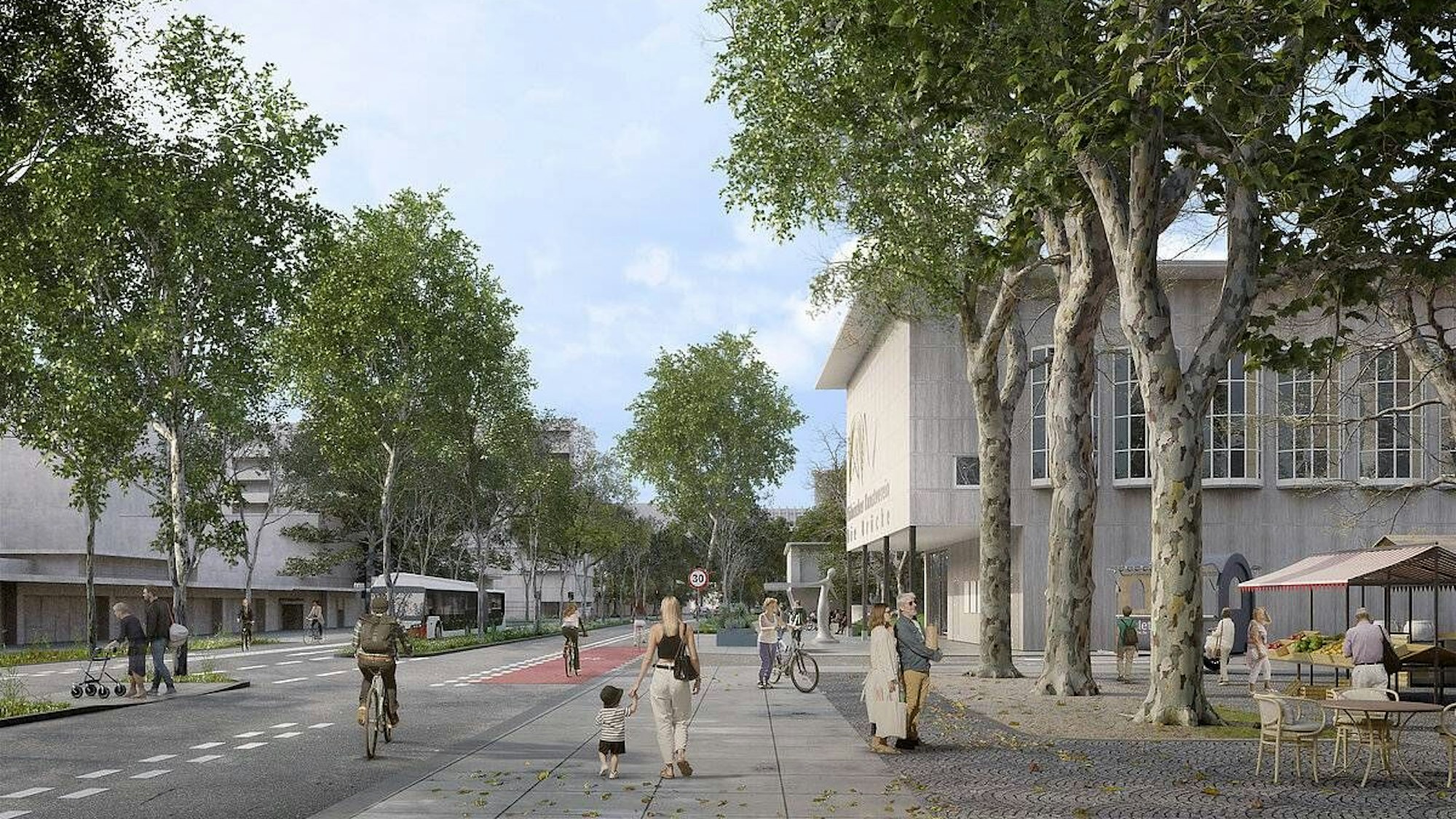 Die Visualisierung zeigt die Hahnenstraße, wenn ein Stadtbahntunnel gebaut würde.