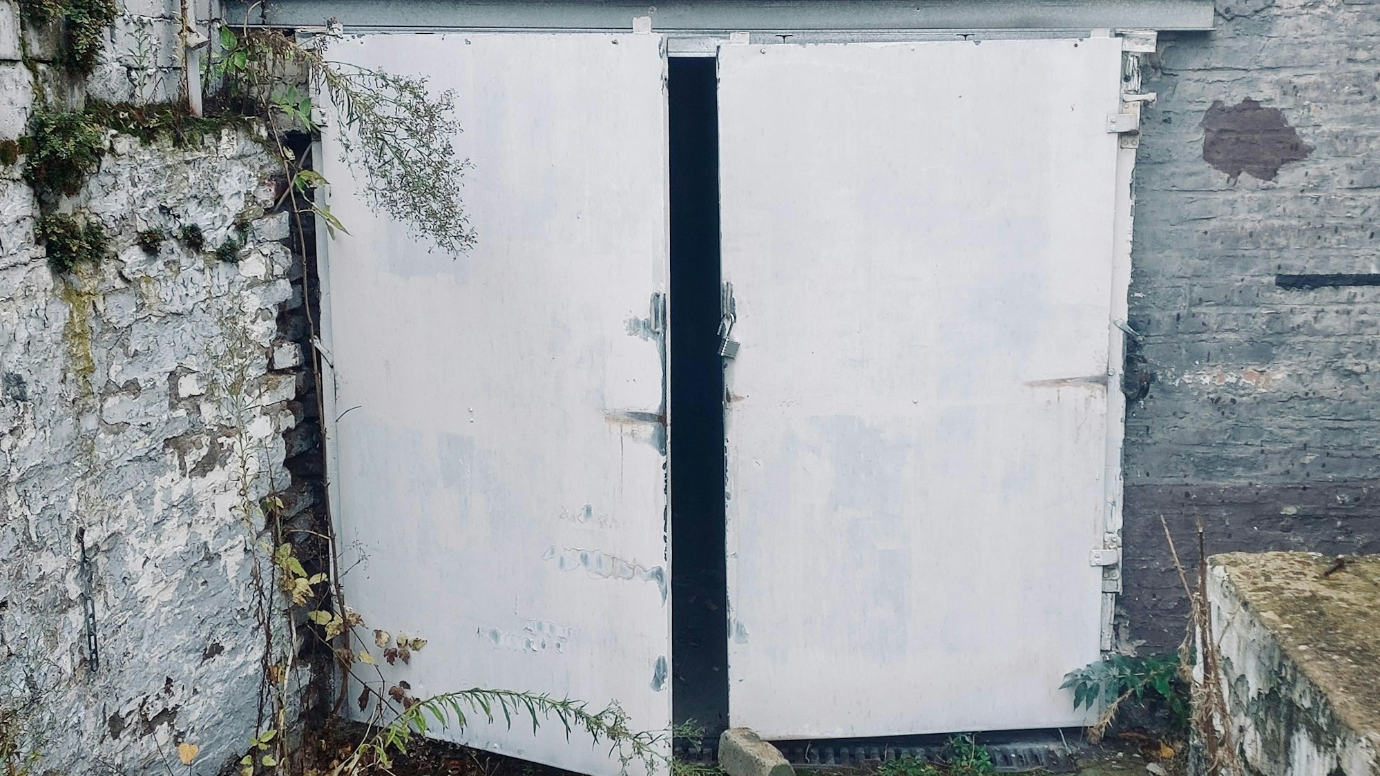 Eingang zum Keller eines kleines Hauses auf einem Gelände am Ehrenfeldgürtel 129