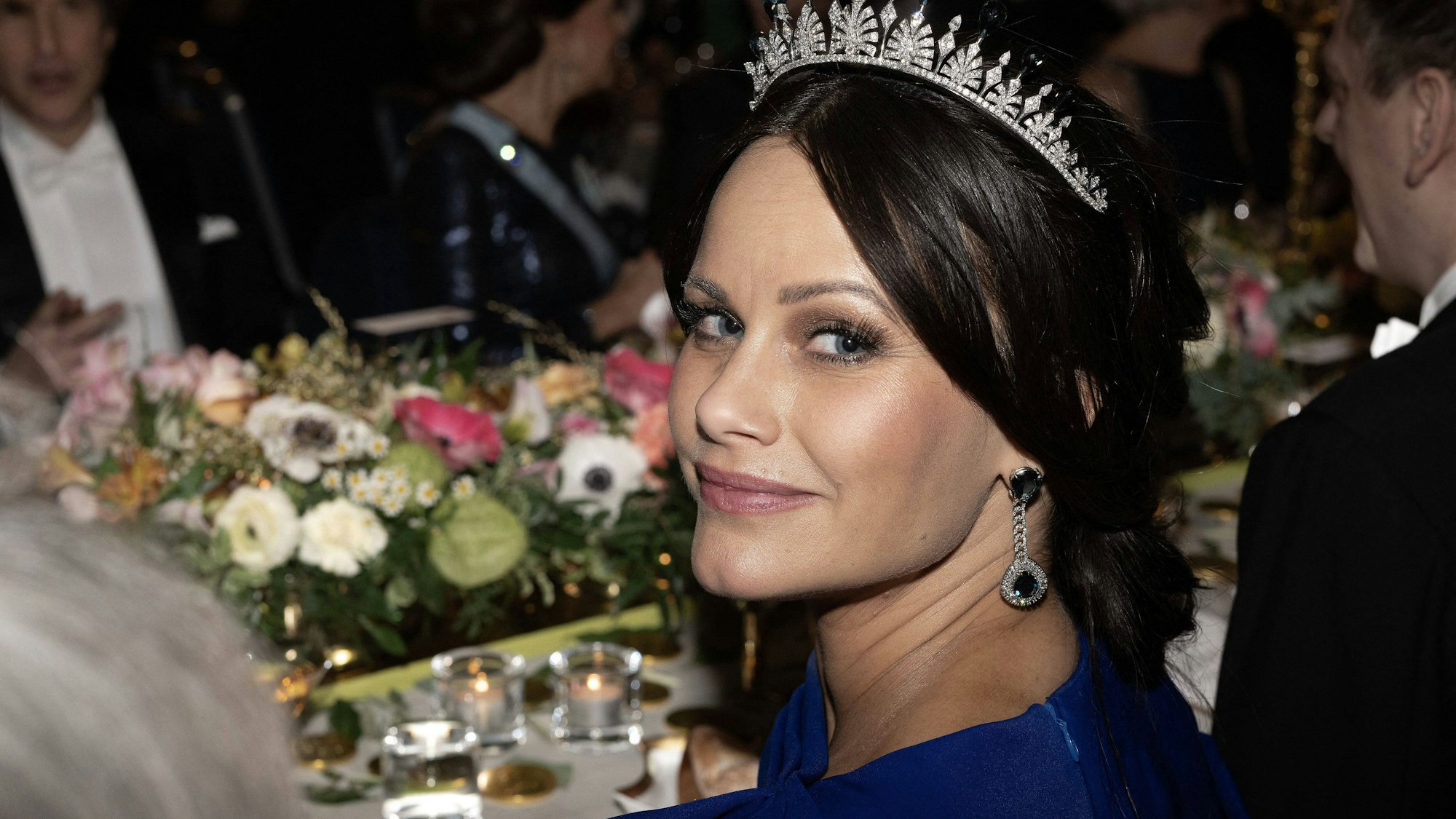 Prinzessin Sofia von Schweden beim Nobelpreisbankett 2024 im Rathaus von Stockholm.