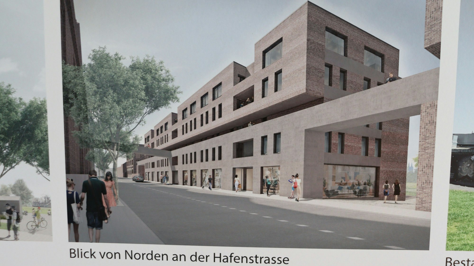 Visualisierung der geplanten Bebauung an der Hafenstraße in Mülheim.
