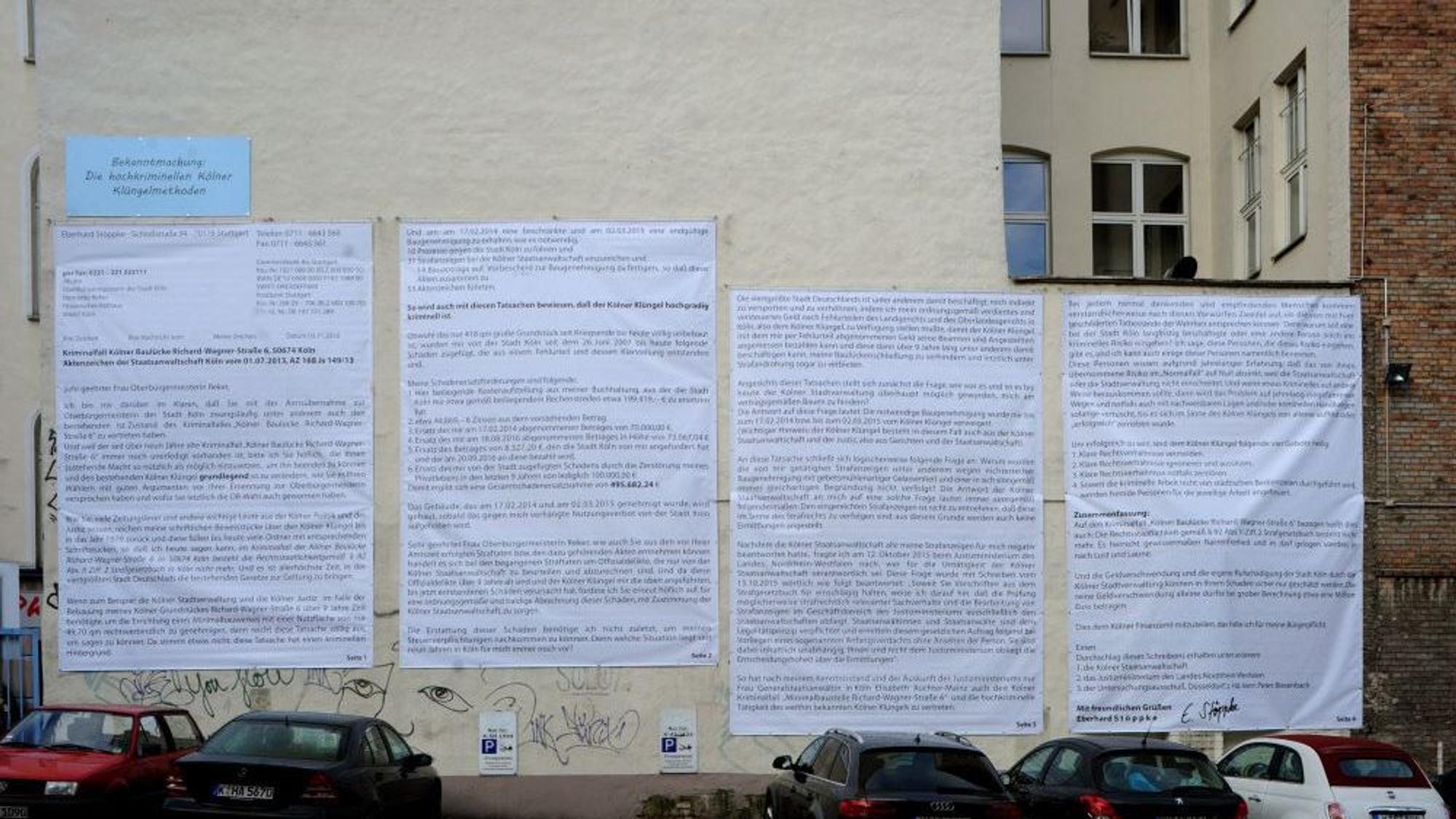 Die meterhohen Brief Stöppkes an die Stadtverwaltung. Darin warf er der Stadt Erpressunf vor. Die gewann aber alle Prozesse.
