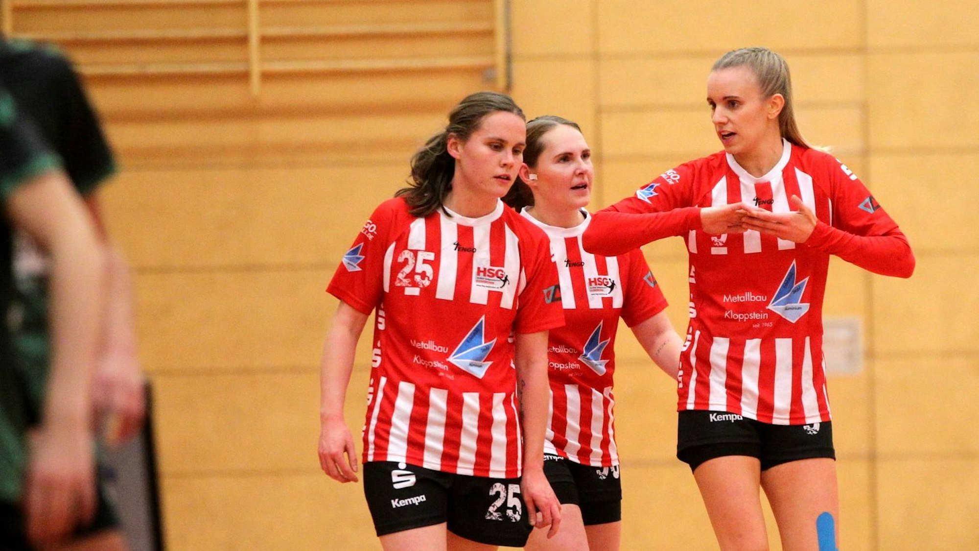 Spielerinnen der HSG Euskirchen besprechen sich.