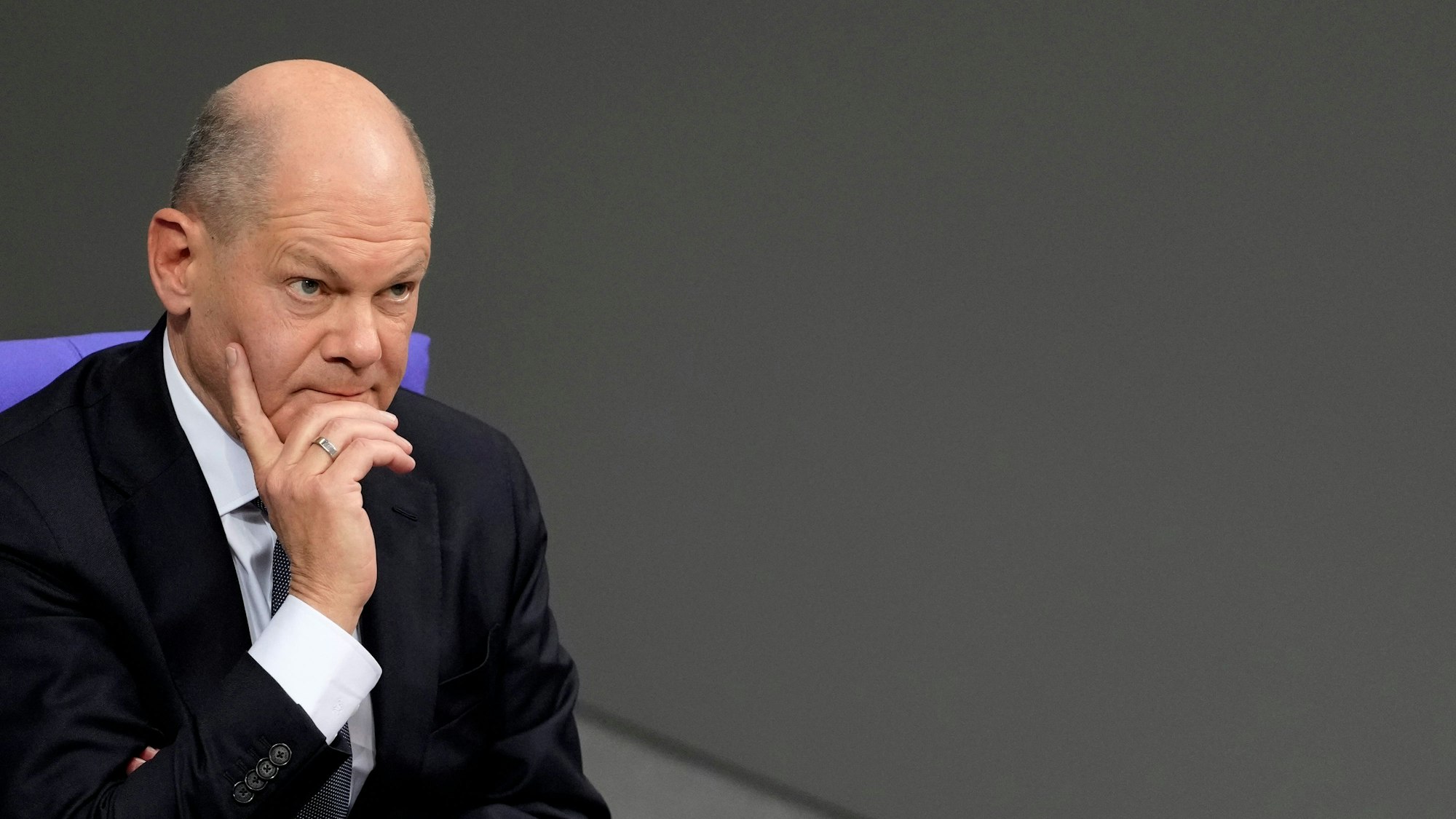 Bundeskanzler Olaf Scholz am Montag im Bundestag.