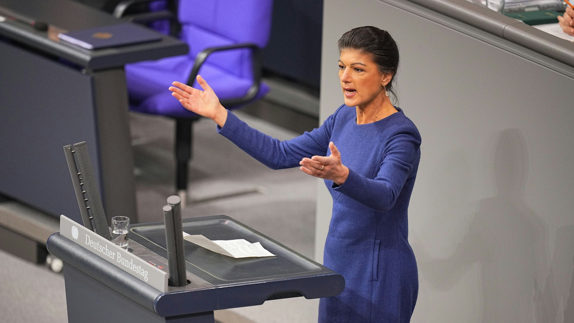 Sahra Wagenknecht bei einer Rede im Bundestag.