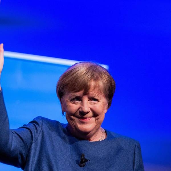 German former Chancellor Angela Merkel reacts on stage during the presentation of her book "Freedom: Memories 1954 - 2021" ("Freiheit") at Flora palace in Cologne on December 16, 2024. (Photo by Rolf Vennenbernd / POOL / AFP)
