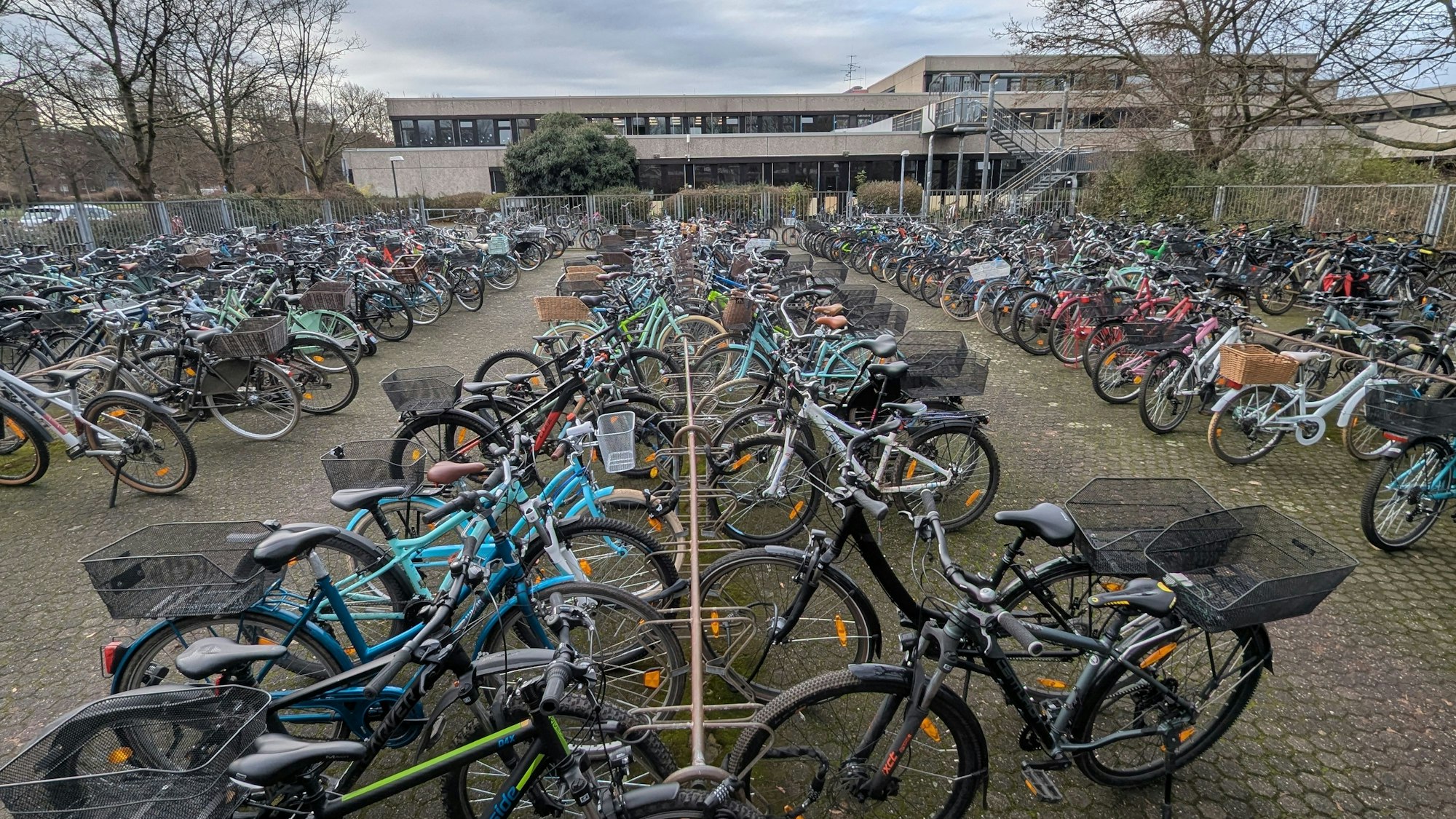 Das Foto zeigt die Fahrradabstellanlage am Albert-Schweitzer-Gymnasium.