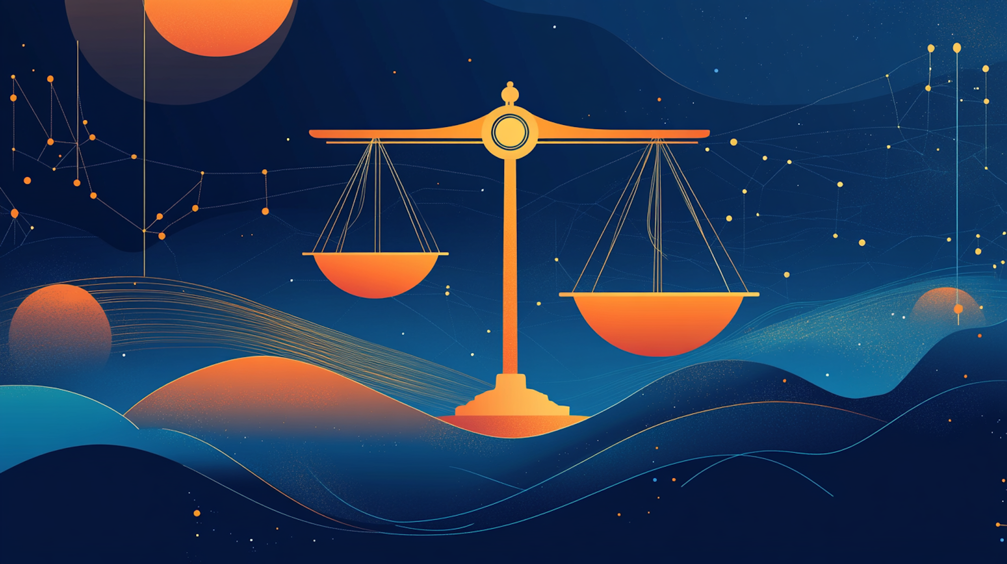 Jahreshoroskop KI-generiertes Bild für das Sternzeichen Waage