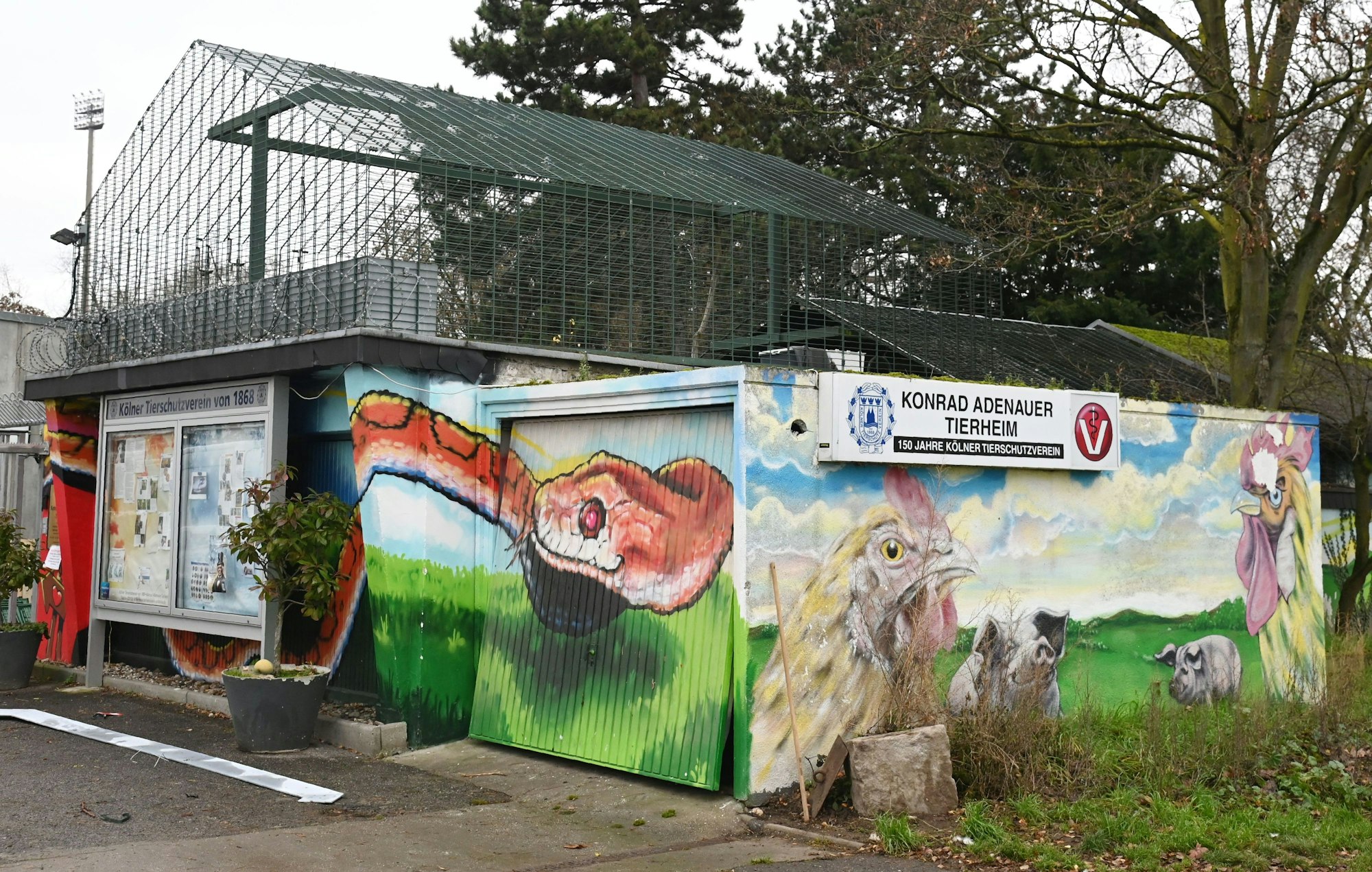 Vorderansicht des Konrad-Adenauer-Tierheims in Zollstock.