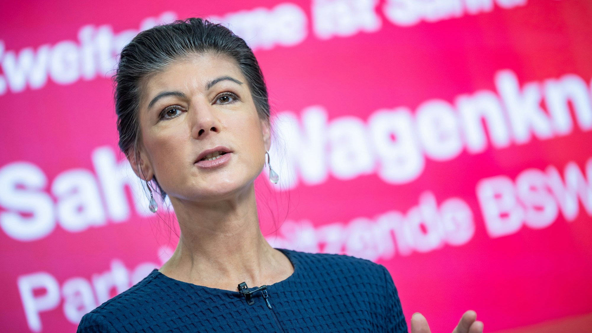 Sahra Wagenknecht bei der Vorstellung der Kampagne des BSW zur Bundestagswahl 2025.