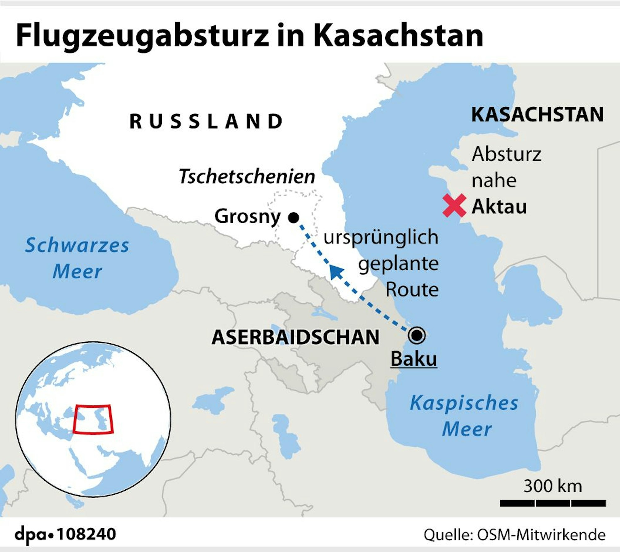 Grafik zum Flugzeugabsturz in Kasachstan