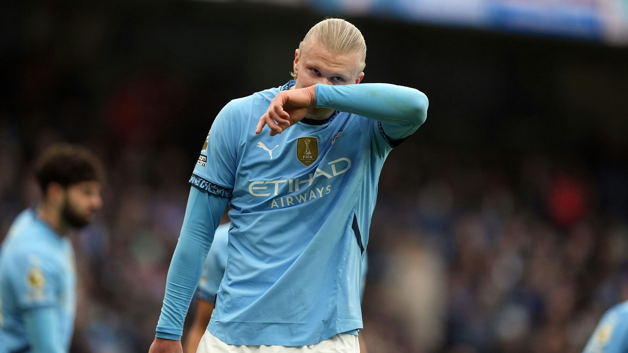Erling Haaland von Manchester City reagiert.